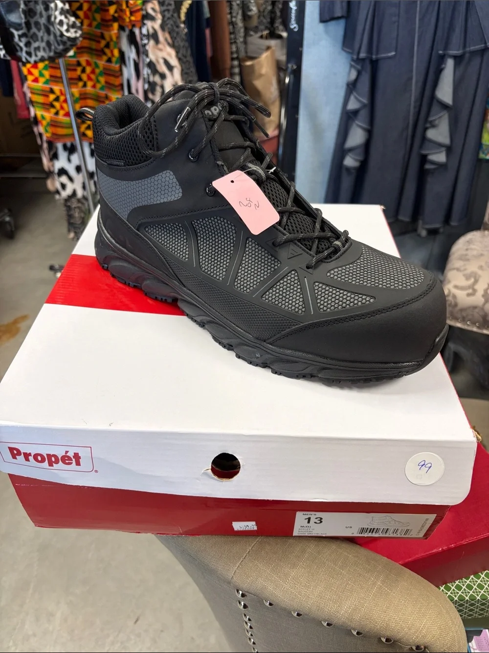 Propet Men's Black and Gray Athletic High-Top Walking Shoe